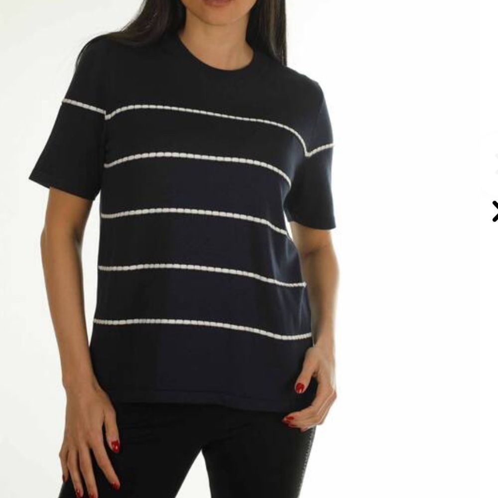 Women's Navy Striped Short Sleeve Top